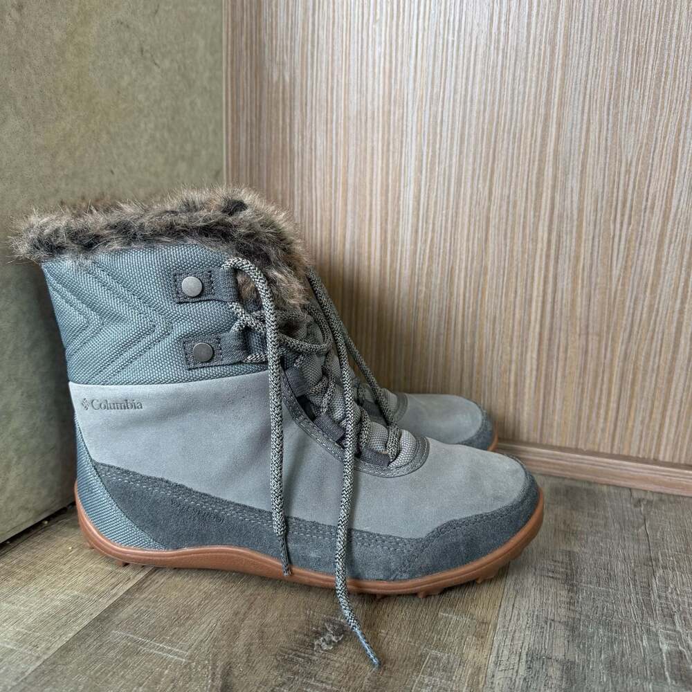 Columbia Women's Minx Shorty III Waterproof Leather Snow Boots in Titanium Grey
